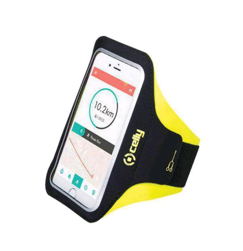 CELLY ARMBAND UP FASCIA DA BRACCIO REGOLABILE UNIVERSALE PER SMARTPHONE FINO A 6.5'' NERO GIALLO